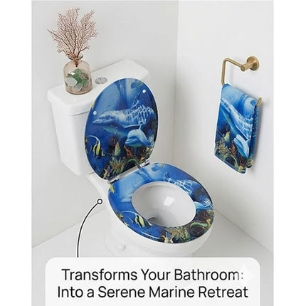 18" Universal Toilet Seat MDF Wooden Bathroom WC Easy Fit + Fittings Novelty