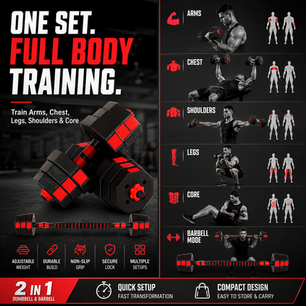 Dumbbells 40KG Adjustable Octagonal Strength Set