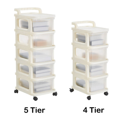 4/5 Tier Plastic Storage Trolley Drawers on Wheels Office Desk Home Organiser