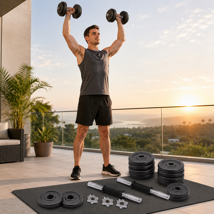 Weight Plates Cast Iron Dumbbell Handles Nuts Set