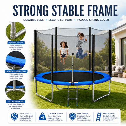 6FT Garden Trampoline with Safety Enclosure Net Kids Outdoor Bouncer Rebounder