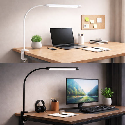 LED Desk Lamp with Clamp Stepless Dimming Modes 2700-6000K Office Desk WorkLight