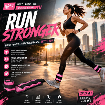 0.5kg Pink Ankle & Wrist Weights Set – 2PCS