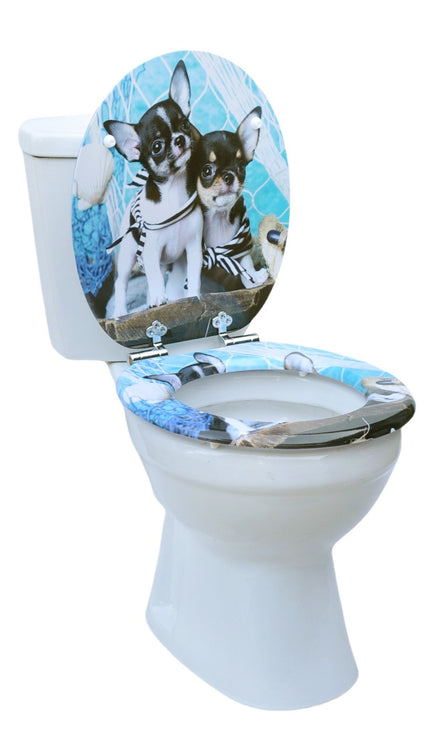 18'' Universal Wooden Toilet Seat Easy Fit Bathroom WC Seat with Fittings