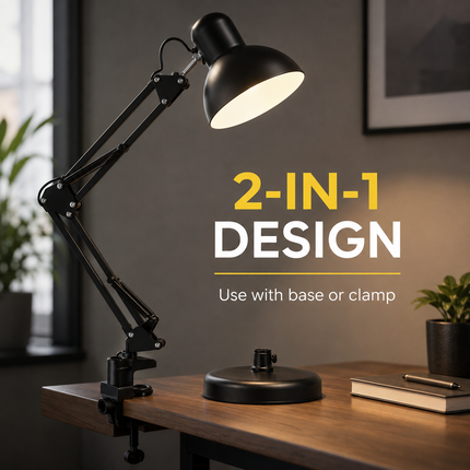 Adjustable Architect Desk Lamp E27 with Base & Clamp Metal Swing Arm Study Light