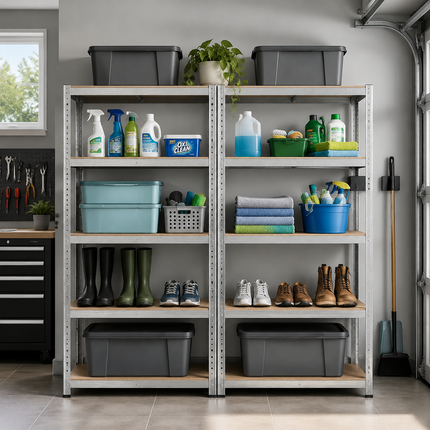 5 Tier Steel Garage Shelving Unit – Silver