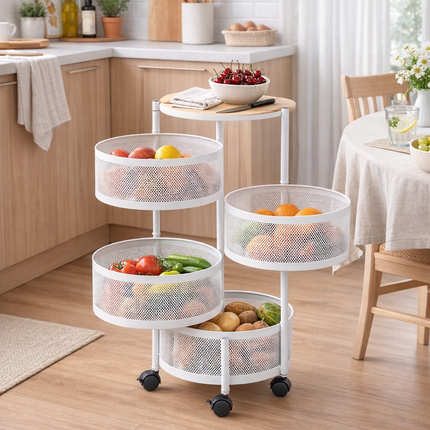 5-Tier Rotating Storage Trolley – White