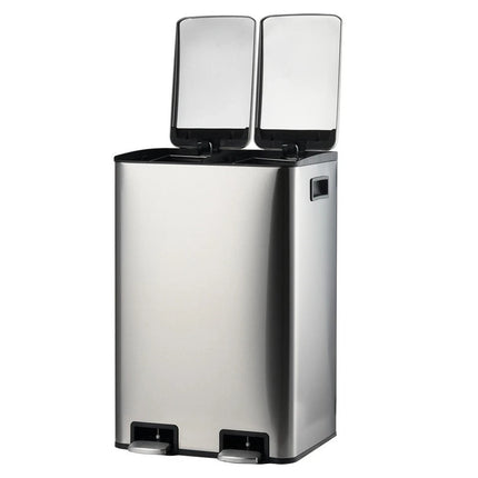 40L Pedal Bin Stainless Steel 2x20L Double Compartment Home Office Waste Can
