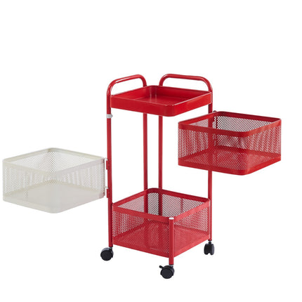 Rotating Storage Rack Square Trolley Kitchen Bathroom Organizer Vegetable Shelf