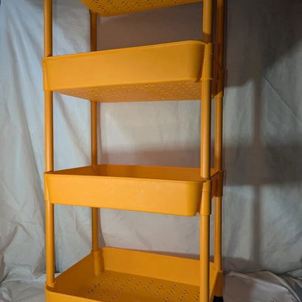 4 Tier Storage Rack Shelf Rotating Kitchen Bathroom Serving Rolling Trolley Cart