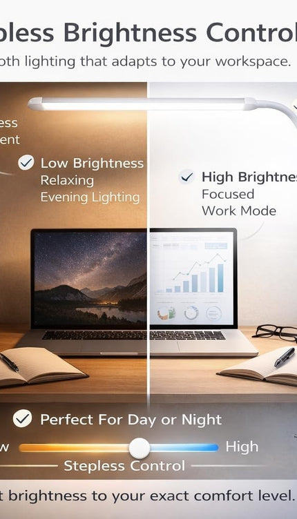 LED Desk Lamp with Clamp Stepless Dimming 2700-6000K Office Work Table Light