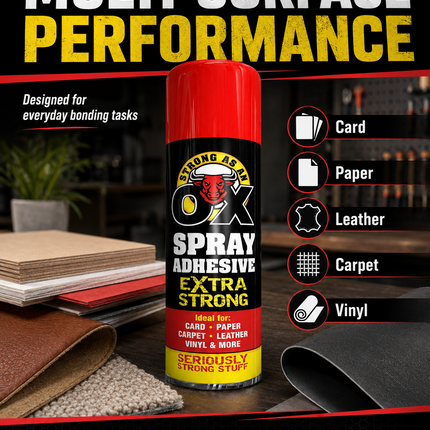 Heavy Duty Spray Adhesive Glue 500ml Extra Strong Bond Carpet Tile Fabric