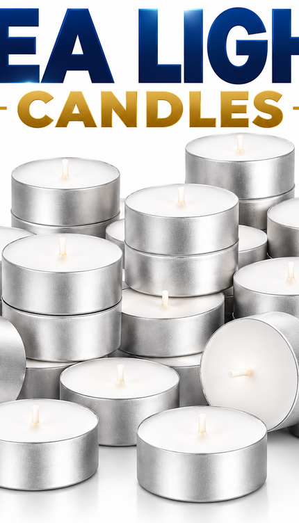 Tea Lights Wax Candles 4/8 Hour Long Burn White Unscented Tealights 200 Pack