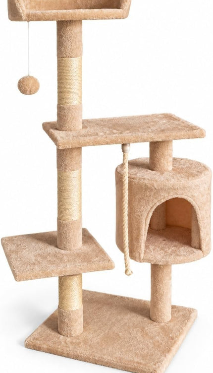 Multi Level Cat Tree 120cm Sisal Scratching Post Hammock Condo Climbing Tower