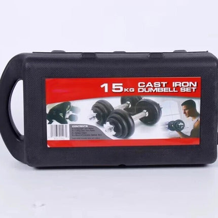 Adjustable Dumbbell Barbell Set Cast Iron 15-50KG Body Building Set - Box Damage