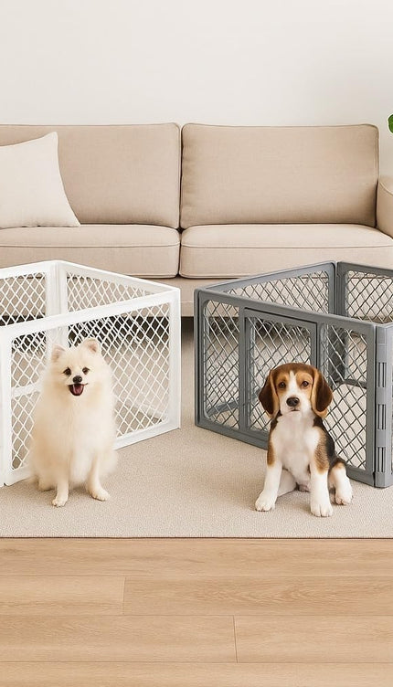 4 Panel Puppy Dog Playpen Plastic Mesh Pet Fence Indoor Cat Rabbit Enclosure