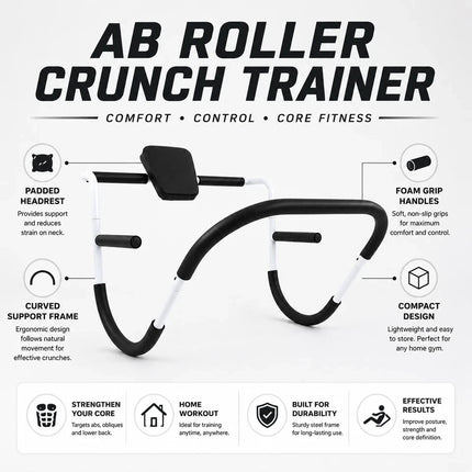 Ab Roller With Padded Headrest Sit Up Crunch Core Trainer Gym Fitness Exercise