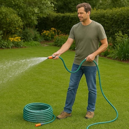 Reinforced 200M Garden Hose Pipe with PVC Water Spray and Fittings for Easy Use