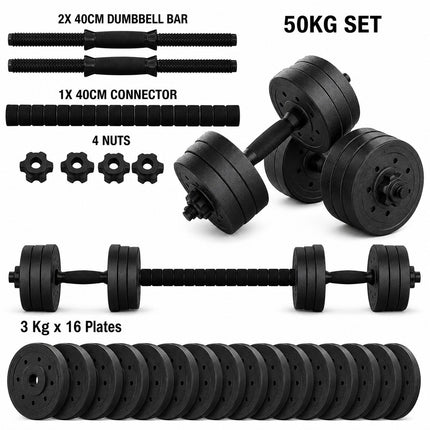 Adjustable Dumbbell Barbell Set with Push Bar & Connecting Rod – Home Gym Weight