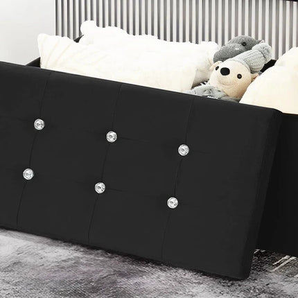 OTTOMAN STORAGE BOX FOLDING STORAGE OTTOMAN POUFFE BENCH SEAT TOY BOX 76cm
