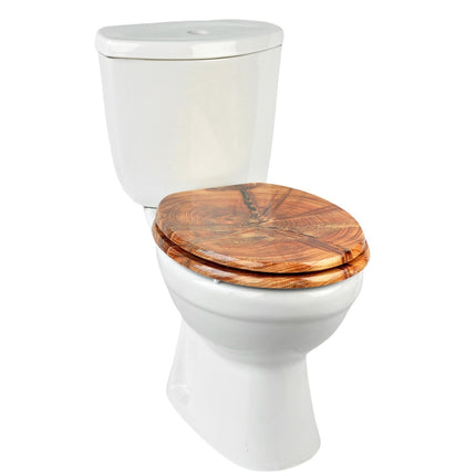 18'' Universal Wooden Toilet Seat Easy Fit Bathroom WC Seat with Fittings