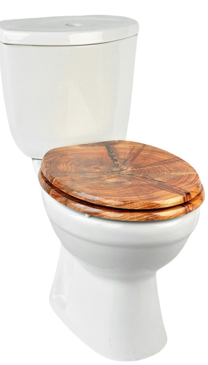 18'' Universal Wooden Toilet Seat Easy Fit Bathroom WC Seat with Fittings