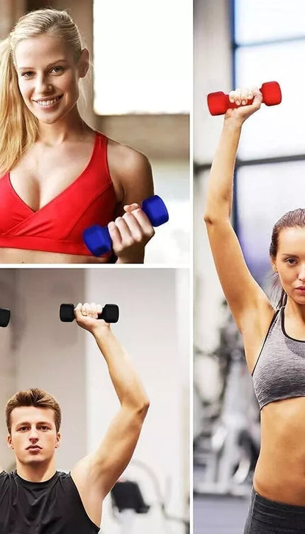 Pair of Neoprene Dumbbells 5KG Orange Hand Weights Aerobic Workout Fitness Gym