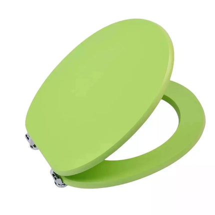 Universal Toilet Seat Lime Green Wooden MDF Easy Fit Bathroom WC Seat 18 Inches
