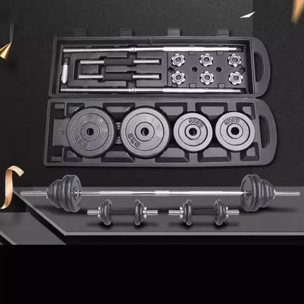 50KG Adjustable Cast Iron Dumbbell Barbell Set Weights Kit for Home Gym Workout