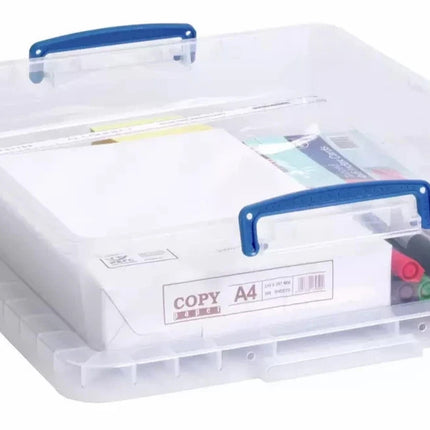 Storage Box With Lid Clear Plastic 10.5 Liters Stackable Home Office Organizer