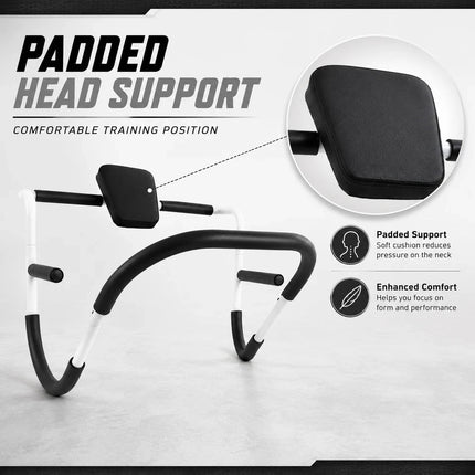 Ab Roller With Padded Headrest Sit Up Crunch Core Trainer Gym Fitness Exercise
