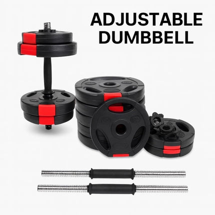 Dumbbell Set Adjustable 15KG Home Gym Fitness Training 3 Grip Weight Plates