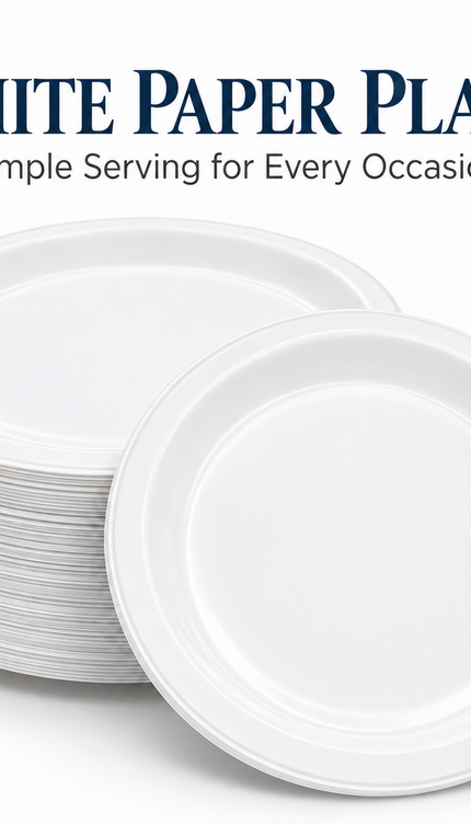 50 Pack White Disposable Paper Plates Biodegradable 9 Inch