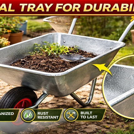Wheelbarrow Home Garden Cart Galvanised Metal with Pneumatic Tyre Silver 130kg