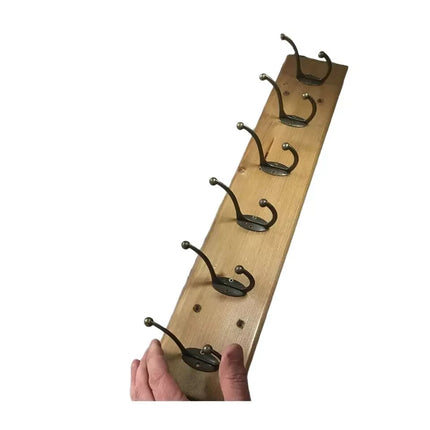 Wall Mounted Coat & Hat Rack with 6 Wooden Hooks Modern Door Hook Hanger Stand