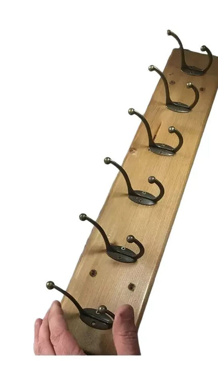 Wall Mounted Coat & Hat Rack with 6 Wooden Hooks Modern Door Hook Hanger Stand