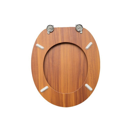 18" Universal Toilet Seat MDF Wooden Bathroom WC Easy Fit + Fittings Novelty