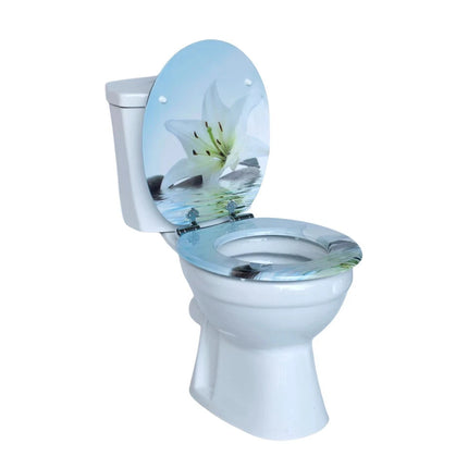 Universal Toilet Seat Lilly &Stones Design MDF Bathroom WC Seat 18" With Fitting
