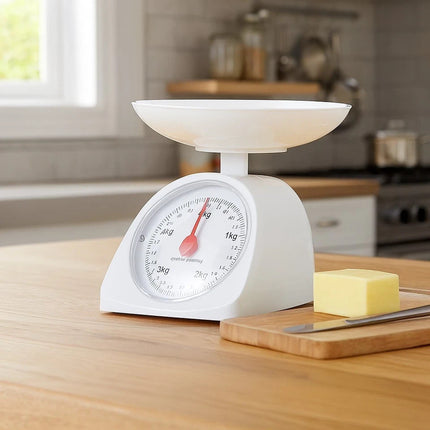 Kitchen Weight Scale 5KG White Round Mechanical Cooking Food Measuring Scale