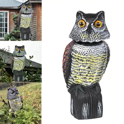 Large Decoy Owl Bird Deterrent with 360° Rotating Head Garden Outdoor Scarer