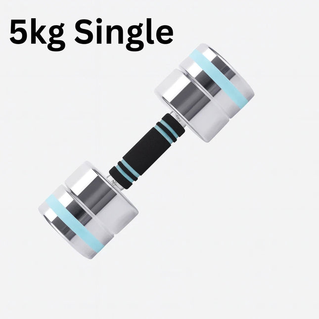 Adjustable Dumbbell 5kg Anti Slip Ultra Compact Chrome Steel Home Gym Fitness