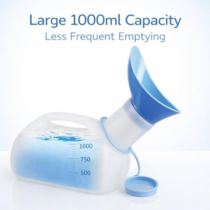 Unisex 1000ml Urinal Bottle with Snap Lid Portable Travel Outdoor Pee Container