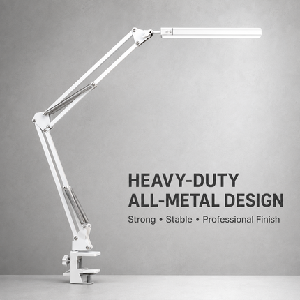 LED Metal Desk Lamp with Clamp USB 3 Colour Modes 10 Brightness Levels Swing Arm