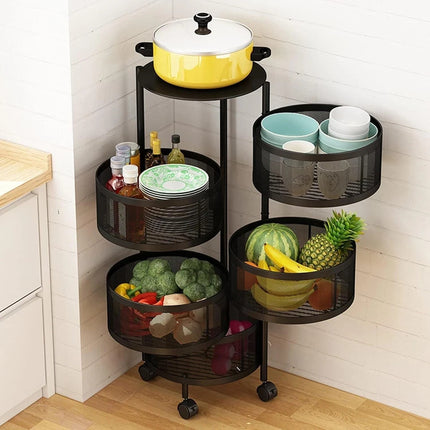 Storage Rack 6 Tier Rotating Kitchen Vegetable Trolley Cart Bathroom Shelf