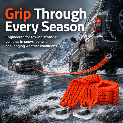 Tow Strap With Hooks 4m Heavy Duty Recovery Belt