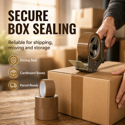 Parcel Tape 48mm X 66m Strong Heavy Duty for Secure Box Packing 3-Rolls Brown