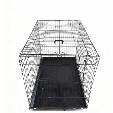 Pet Cage With Tray 48 Inch Heavy Duty Metal Cat Dog Crate Kennel