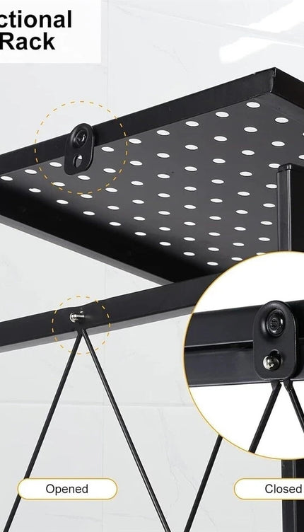 Foldable Metal Storage Shelf Rack with Wheels – 3/4/5 Tier, Black