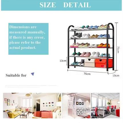 5 Tier Shoe Stand Rack Lightweight 20 Pairs Storage Compact Organizer Shelf