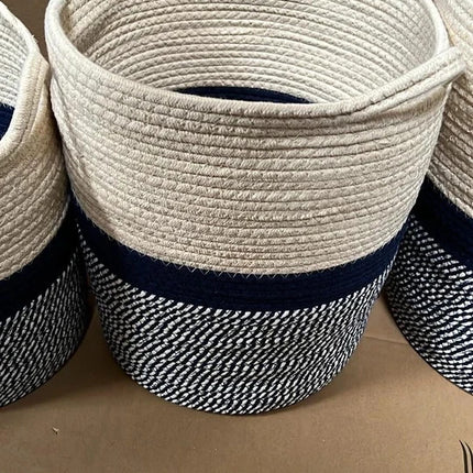 Rope Storage Basket with Handles, Laundry Hamper & Clothes Organizer – Set of 4
